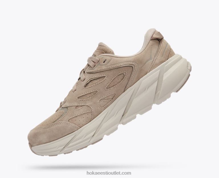 naised Hoka clifton l seemisnahk 6ZBF75 lihtsalt taupe/pimsskivi